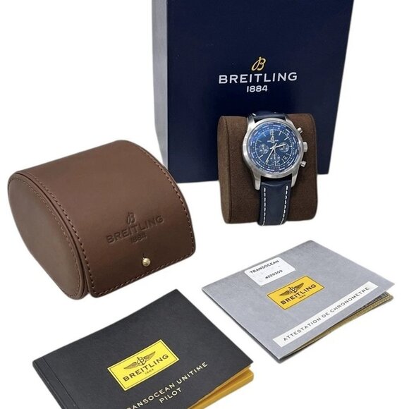 Breitling Transocean Stainless Steel Blue Dial 46mm Automatic Men's Watch AB0510 - Picture 9 of 9